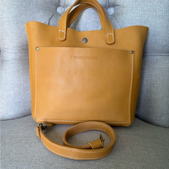 Portland Leather Handbags - Portland Leather Goods Mini Crossbody Tote with Strap Extender - Sunflower